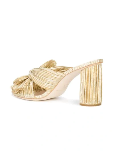 Loeffler Randall Penny Pleated Metallic Slide Sandals In Yellow ,metallic