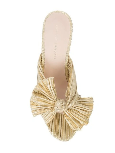 Loeffler Randall Penny Pleated Metallic Slide Sandals In Yellow ,metallic