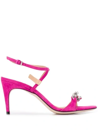 Shop Sergio Rossi Crystal Buckle Sandals In Pink