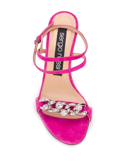 Shop Sergio Rossi Crystal Buckle Sandals In Pink