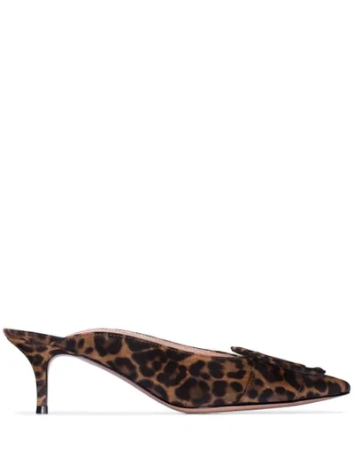 Shop Gianvito Rossi Ruby 55mm Leopard-print Mules In Brown