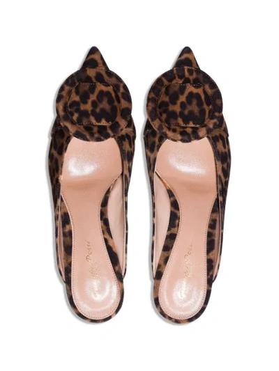 Shop Gianvito Rossi Ruby 55mm Leopard-print Mules In Brown