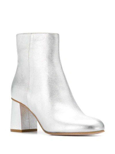 Shop Red Valentino Red(v) Metallic Ankle Boots In Silver