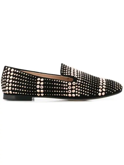 Shop Giuseppe Zanotti Flat Studded Loafers In Black