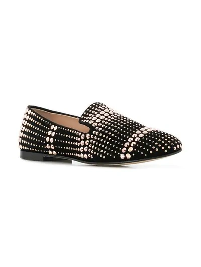 Shop Giuseppe Zanotti Flat Studded Loafers In Black