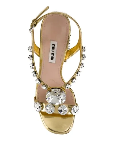 Shop Miu Miu Sandalen Mit Kristallen In Gold