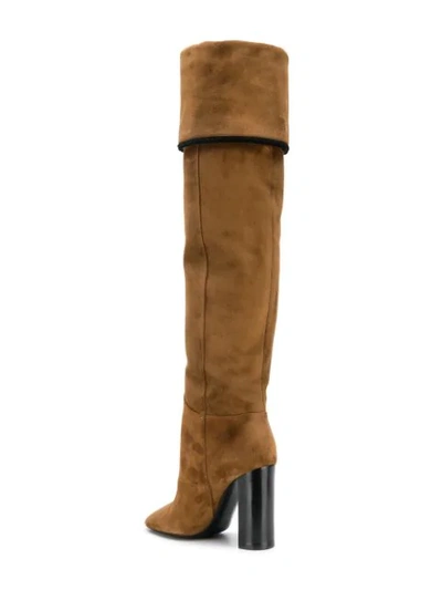 Shop Saint Laurent Knee Length Boots In 2353 -land/nero