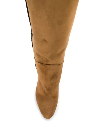 Shop Saint Laurent Knee Length Boots In 2353 -land/nero