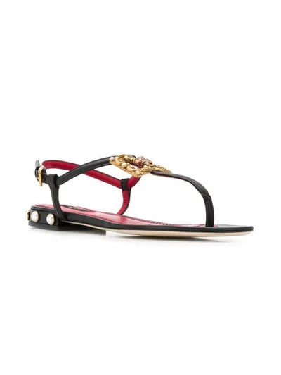 Shop Dolce & Gabbana Logo Thong Sandals - Black