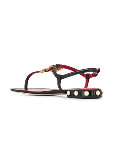 Shop Dolce & Gabbana Logo Thong Sandals - Black