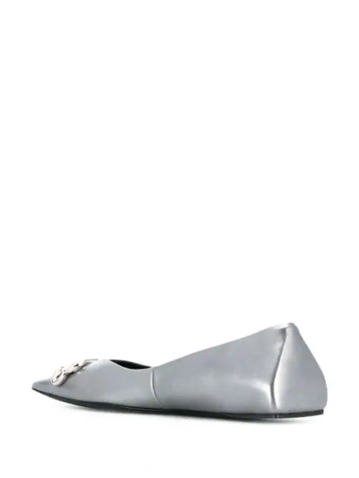 Shop Balenciaga Logo Plaque Ballerinas In 8100 Silver