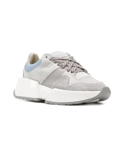 Shop Mm6 Maison Margiela Panelled Chunky Sneakers In Grey