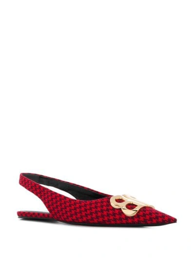 Shop Balenciaga Bb Motif Slingback Ballerina Shoes In Red