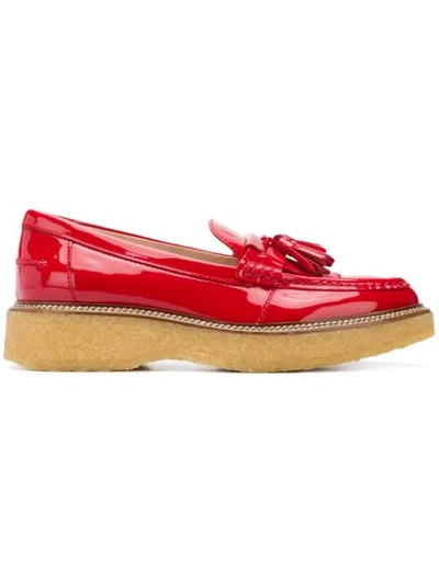 Shop Tod's Tassel Detailed Loafers In Red