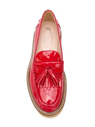 Shop Tod's Tassel Detailed Loafers In Red