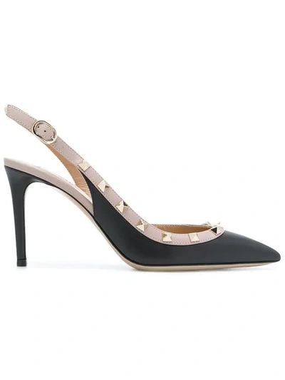 Shop Valentino Rockstud Slingback Pumps In Black