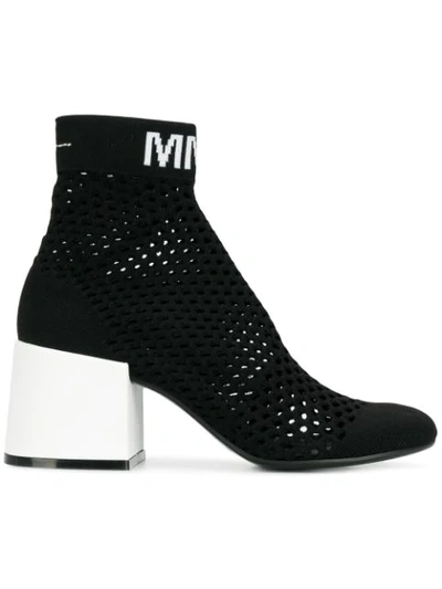 Shop Mm6 Maison Margiela Mesh Sock Boots In Black