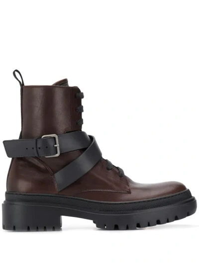 Shop Brunello Cucinelli Buckled Ankle Boots In Brown