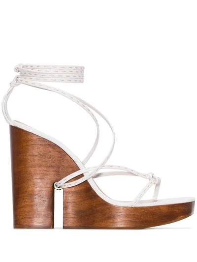 Shop Jacquemus Strappy Wedge Sandals In White