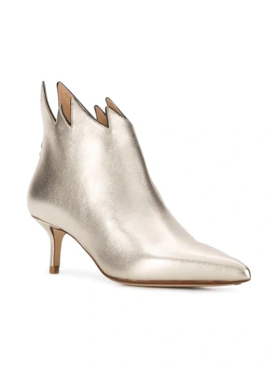 Shop Francesco Russo Pointed Kitten Heel Boots In Metallic