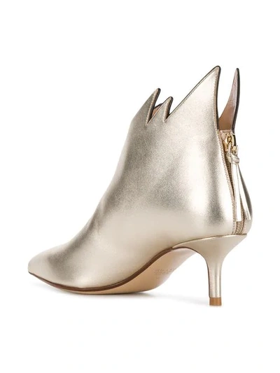 Shop Francesco Russo Pointed Kitten Heel Boots In Metallic