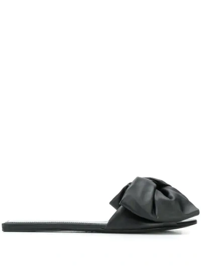 BALENCIAGA BOW OPEN-TOE FLAT SANDALS - 黑色