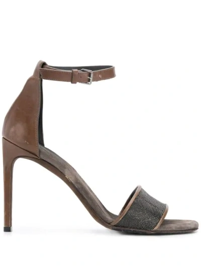 Shop Brunello Cucinelli Ankle Strap Sandals In Brown