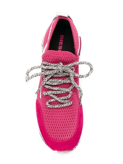 Shop Diesel Lace-up Runner Sneakers In Pink
