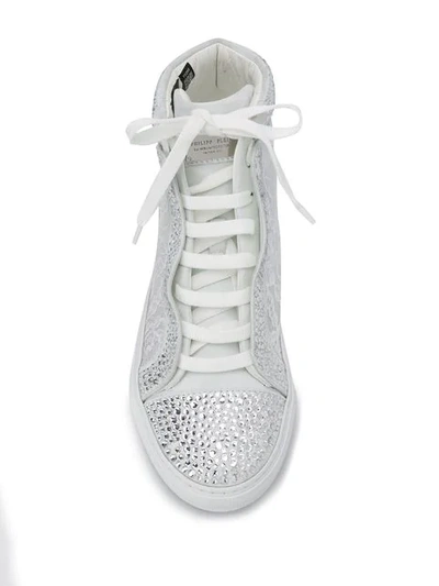 Shop Philipp Plein Classic Hi-top Sneakers In White