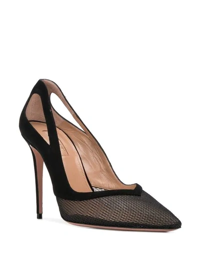 Shop Aquazzura Shiva Mesh Pumps In Black