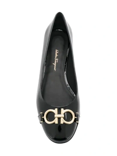 Shop Ferragamo Gancini Flat Ballerinas In Black