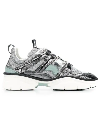 ISABEL MARANT PANELLED SNEAKERS - 灰色