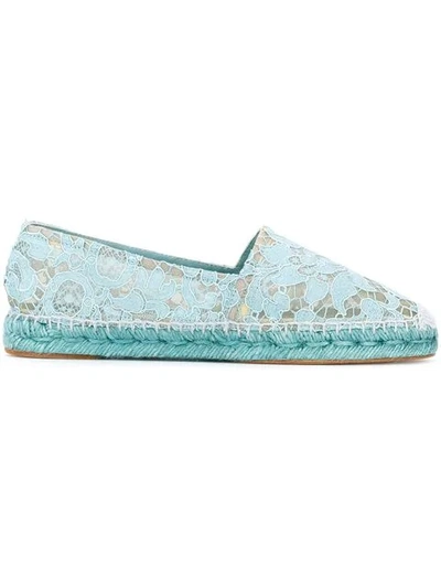 Shop Dolce & Gabbana Lace Espadrilles In Blue