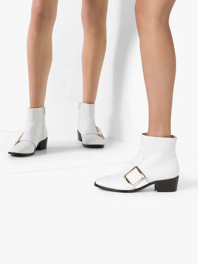 Shop Roker Whickham 35 Buckled Ankle Boots In White