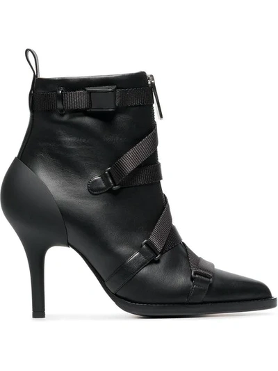 Shop Chloé 90 Strappy Leather Ankle Boots In Black