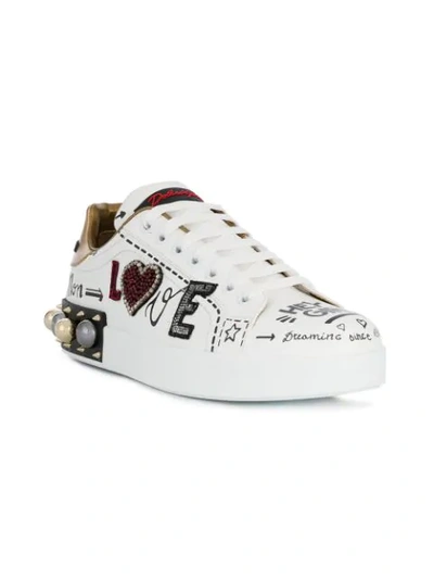 Shop Dolce & Gabbana Embroidered Appliqué Sneakers In White
