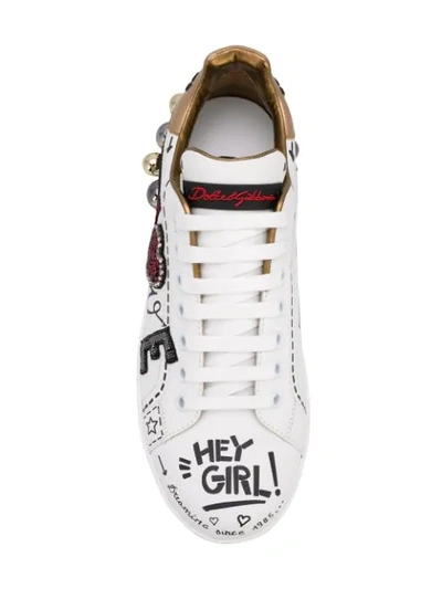 Shop Dolce & Gabbana Embroidered Appliqué Sneakers In White