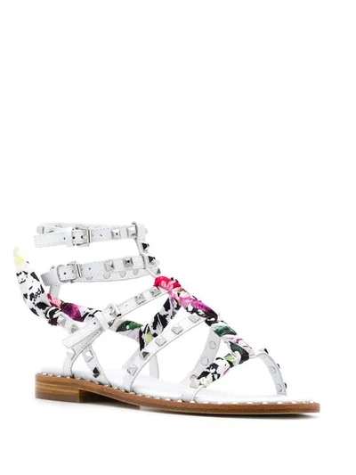 Shop Ash Studded Scarf Wrapped Sandals In White