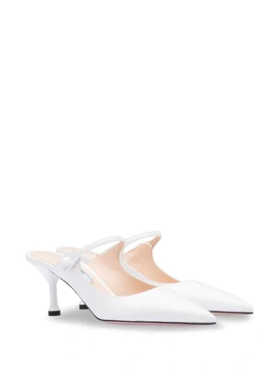 Shop Prada Midi Heel Mules In F0009 Bianco