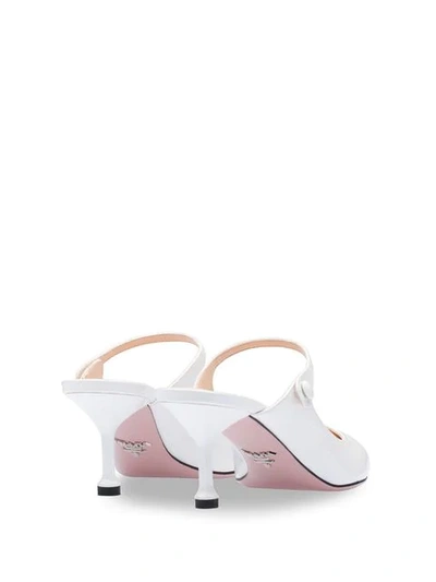 Shop Prada Midi Heel Mules In F0009 Bianco
