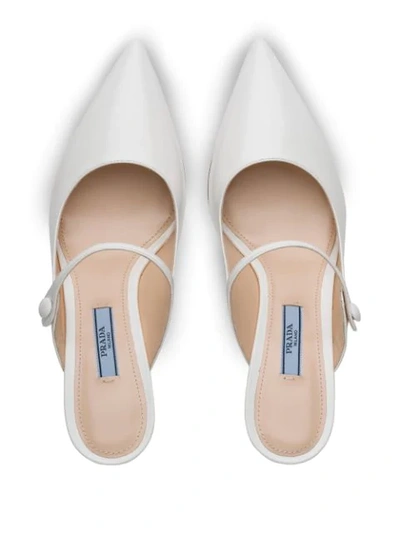 Shop Prada Midi Heel Mules In F0009 Bianco