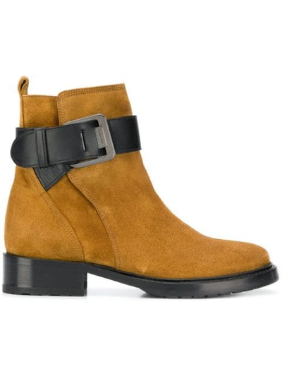 Shop Lanvin Buckle Ankle Boots In Brown