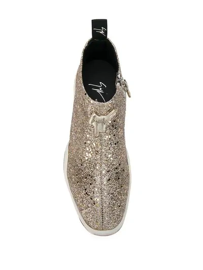 Shop Giuseppe Zanotti Glitter Jump Sneakers In Gold