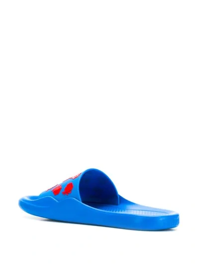 Shop Kenzo Rose Sliders In Blue