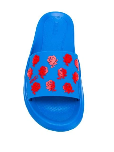 Shop Kenzo Rose Sliders In Blue