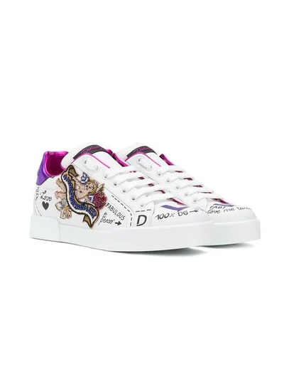 Shop Dolce & Gabbana Verzierte Sneakers Mit Kritzel-print In White