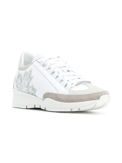 Shop Dsquared2 Canada Glitter Leaf Sneakers In White