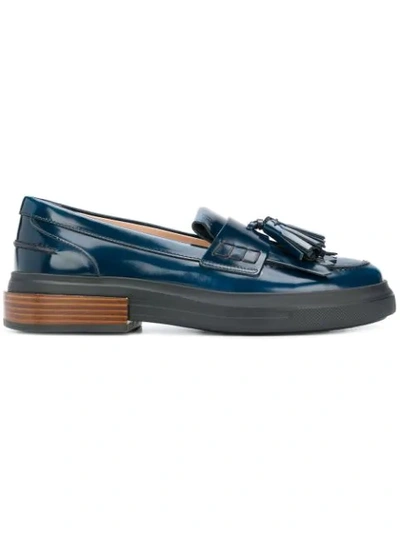 Shop Tod's Fringed Mocassin Loafers - Blue