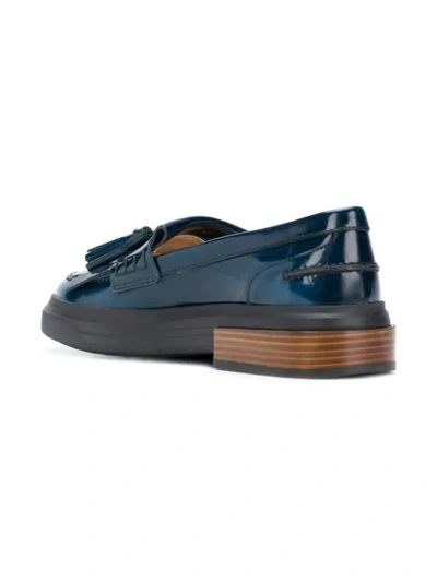 Shop Tod's Fringed Mocassin Loafers - Blue
