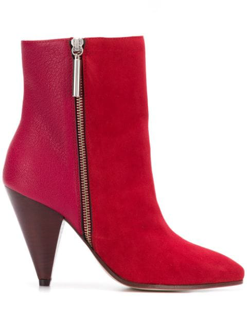 red cone heel boots